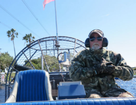 Captain Bob on his airboat (Image: Sharon McAuley)